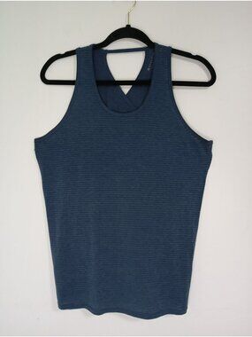 Athleta Blue Ribbed Tank Top With Back Knot Detail Small